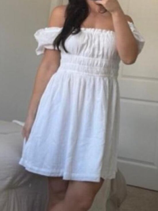 bp Dresses & Skirts - bp White Puff Sleeve / Off-Shoulder Mini Dress (Medium)